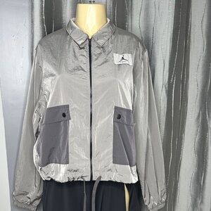 Jordan Flight Women's Sz L Silver and Gray Jacket !